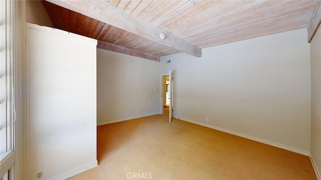 12 Pinto Ln, Rolling Hills Estates, CA 90274 - spare room featuring a wooden ceiling with exposed beams and light colored carpet