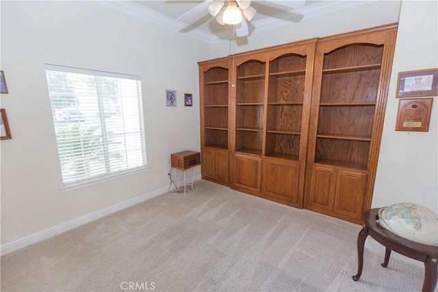 337 W Trenton Ave, Clovis, CA 93619 - sitting room with crown molding, ceiling fan, and light carpet