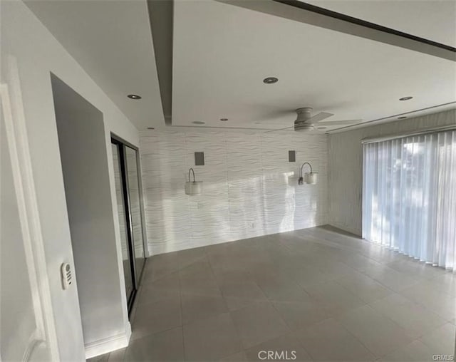 1553 Spyglass, Palm Springs, CA 92264 - empty room featuring a ceiling fan, recessed lighting, and tile patterned flooring
