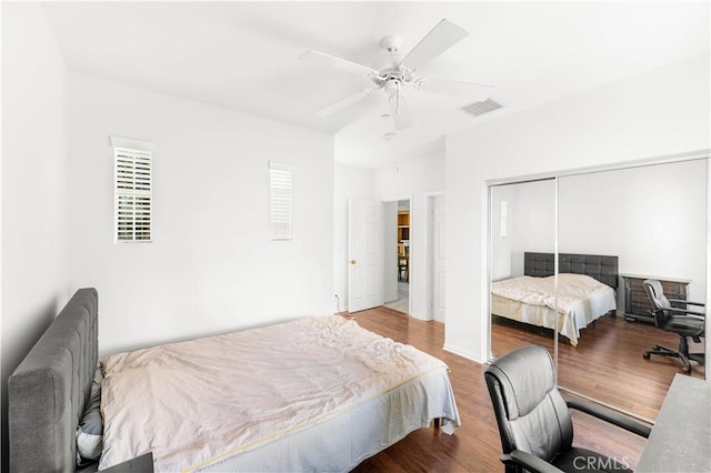32 Perennial, Irvine, CA 92603 - bedroom with a closet, wood finished floors, and a ceiling fan