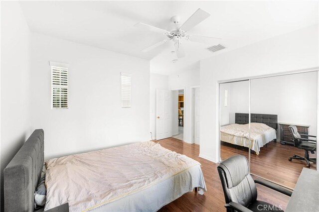 32 Perennial, Irvine, CA 92603 - bedroom featuring a closet, wood finished floors, and ceiling fan