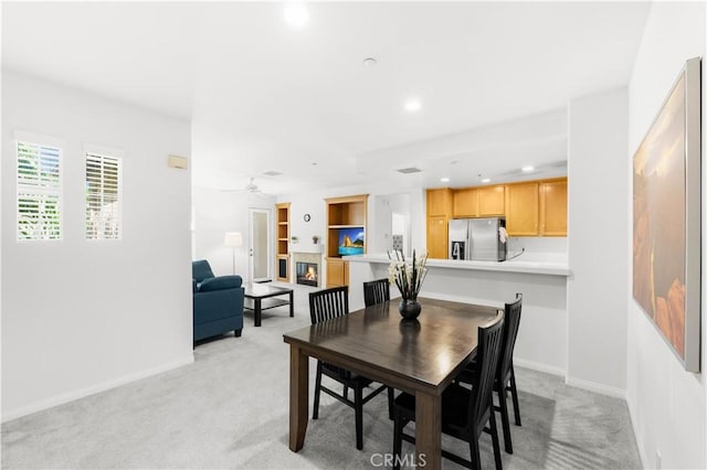 32 Perennial, Irvine, CA 92603 - dining space featuring light colored carpet, recessed lighting, and a ceiling fan