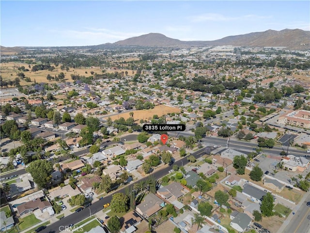 3825 Lofton Pl, Riverside, CA 92501 - aerial overview of property's location with a mountain backdrop