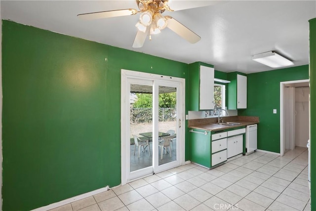 3825 Lofton Pl, Riverside, CA 92501 - kitchen with dishwasher, a sink, healthy amount of natural light, and ceiling fan