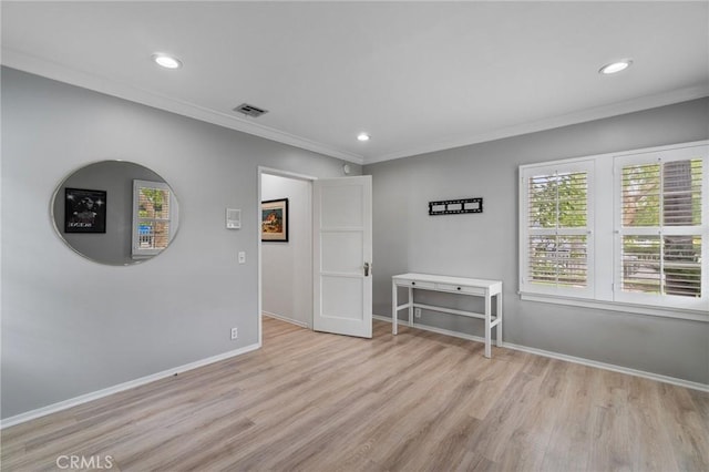 4455 Atoll Ave, Sherman Oaks, CA 91423 - spare room with wood finished floors, crown molding, recessed lighting, and baseboards