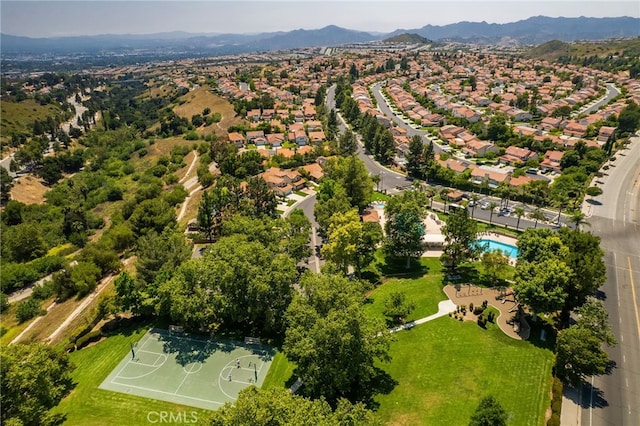 19464 Turtle Ridge Ln, Porter Ranch, CA 91326 - aerial perspective of suburban area featuring mountains and a pool area