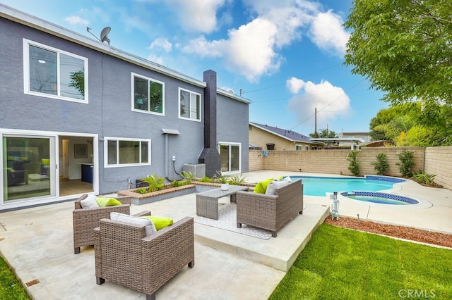 24162 Twig St, Lake Forest, CA 92630 - view of swimming pool featuring an outdoor hangout area, central AC, a fenced backyard, and a patio area
