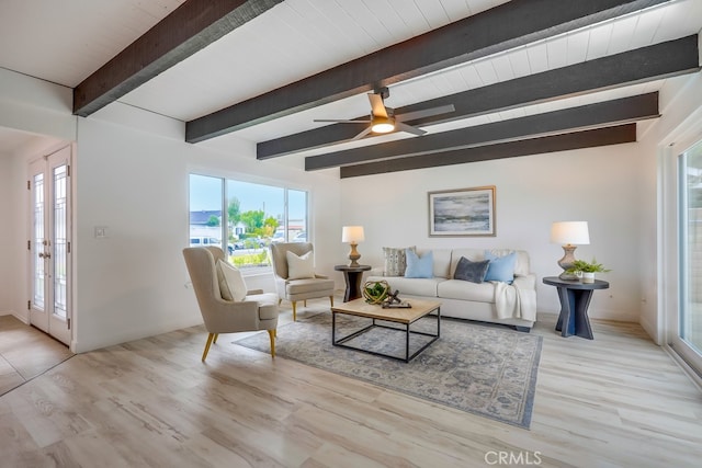 24162 Twig St, Lake Forest, CA 92630 - living area featuring plenty of natural light, beamed ceiling, and wood finished floors