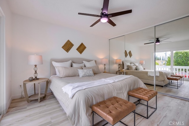 24162 Twig St, Lake Forest, CA 92630 - bedroom with light wood-style floors, ceiling fan, and a closet