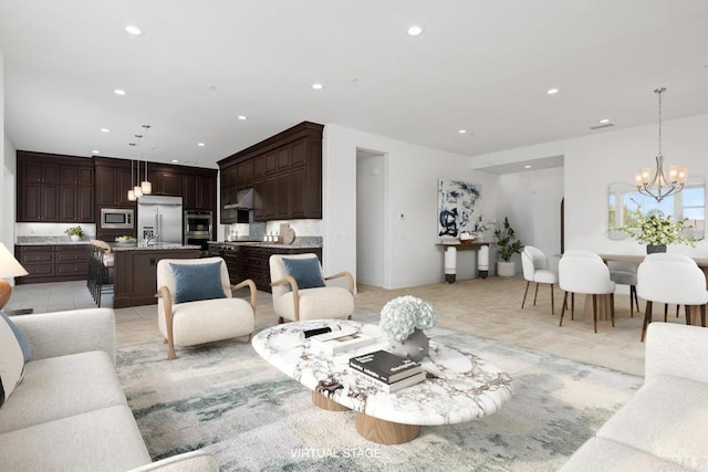 2527 Wellspring St, Carlsbad, CA 92010 - living room with a chandelier and recessed lighting