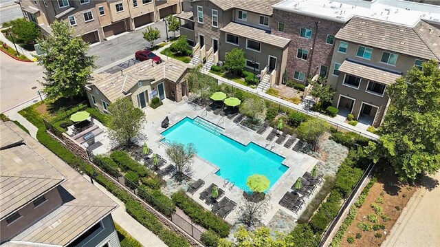 962 Newberry Ln, Claremont, CA 91711 - aerial perspective of suburban area featuring a pool area