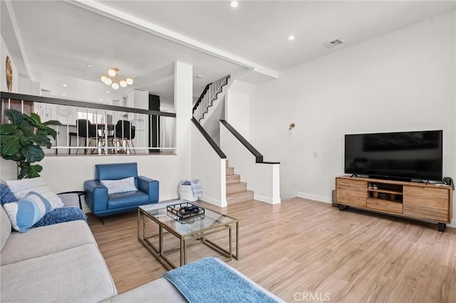2310 Vanderbilt Ln Unit 4, Redondo Beach, CA 90278 - living area with stairway, wood finished floors, and recessed lighting