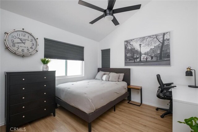 2310 Vanderbilt Ln Unit 4, Redondo Beach, CA 90278 - bedroom with lofted ceiling, light wood finished floors, and ceiling fan