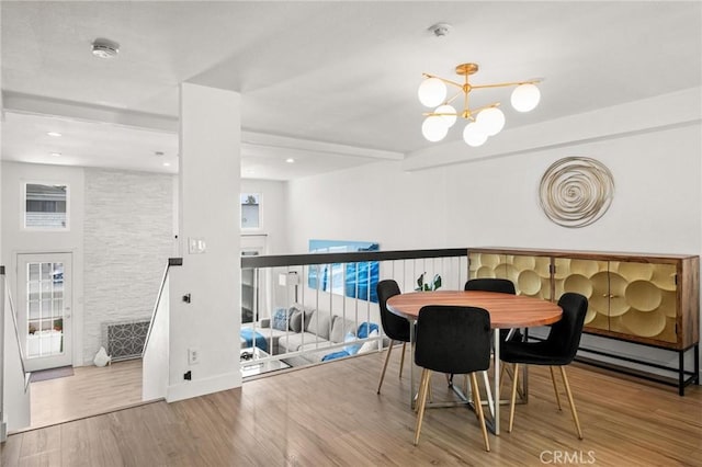 2310 Vanderbilt Ln Unit 4, Redondo Beach, CA 90278 - dining area with wood finished floors and a chandelier