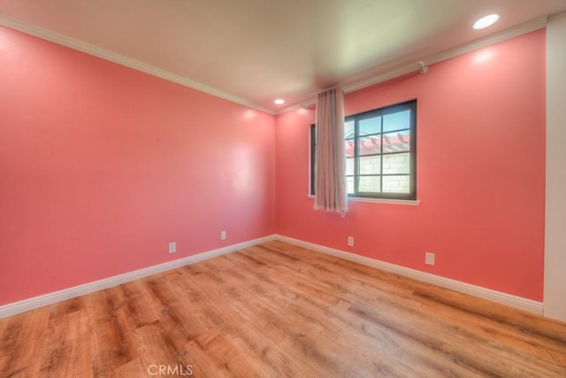 1043 Meadowview Ct, Corona, CA 92878 - spare room featuring crown molding, light wood-style floors, and recessed lighting