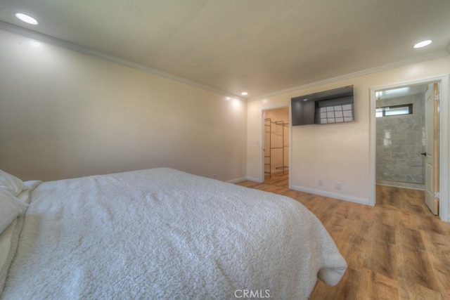 1043 Meadowview Ct, Corona, CA 92878 - bedroom with wood finished floors, crown molding, and recessed lighting