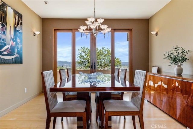 2340 Battering Rock Rd, Templeton, CA 93465 - dining space with plenty of natural light, a chandelier, light wood finished floors, and french doors