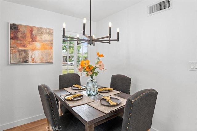 2225 Cartlen Dr, Placentia, CA 92870 - dining area with a chandelier, wood finished floors, and baseboards