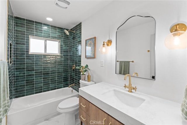 2225 Cartlen Dr, Placentia, CA 92870 - full bathroom featuring vanity, shower / bathtub combination, and toilet