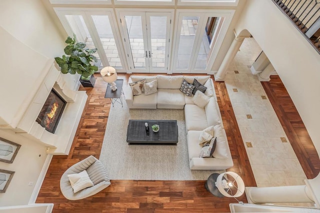 6286 Belmont Trail Ct, San Diego, CA 92130 - living area with wood finished floors and a high end fireplace