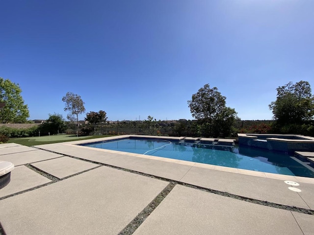 6286 Belmont Trail Ct, San Diego, CA 92130 - view of pool featuring a patio and a pool with connected hot tub