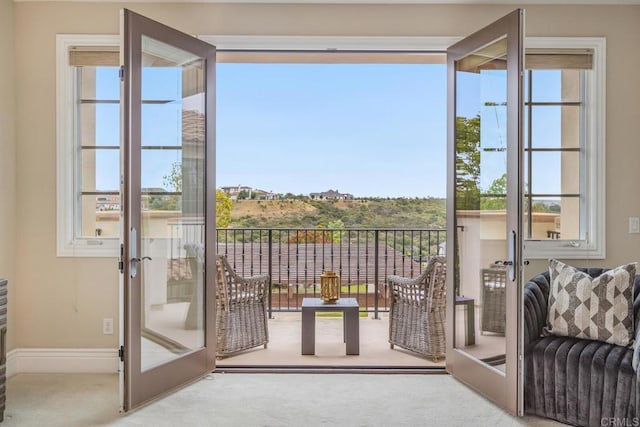 6286 Belmont Trail Ct, San Diego, CA 92130 - doorway with carpet floors, french doors, and baseboards