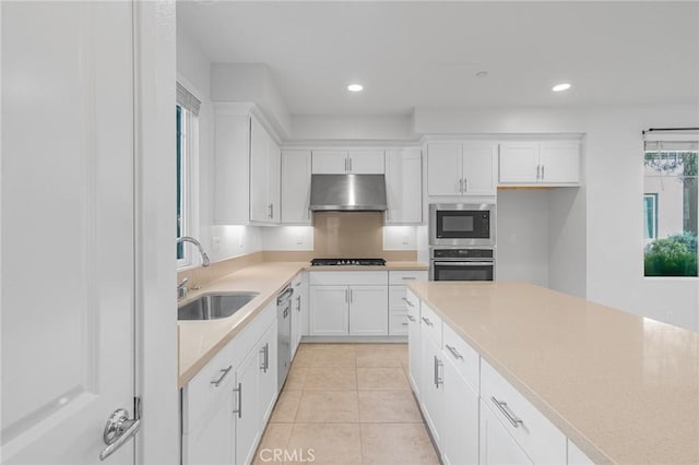 148 Stage, Irvine, CA 92618 - kitchen with stainless steel appliances, a sink, under cabinet range hood, recessed lighting, and light countertops