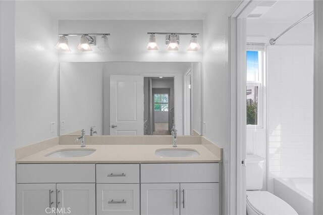148 Stage, Irvine, CA 92618 - bathroom featuring double vanity, toilet, and  shower combination