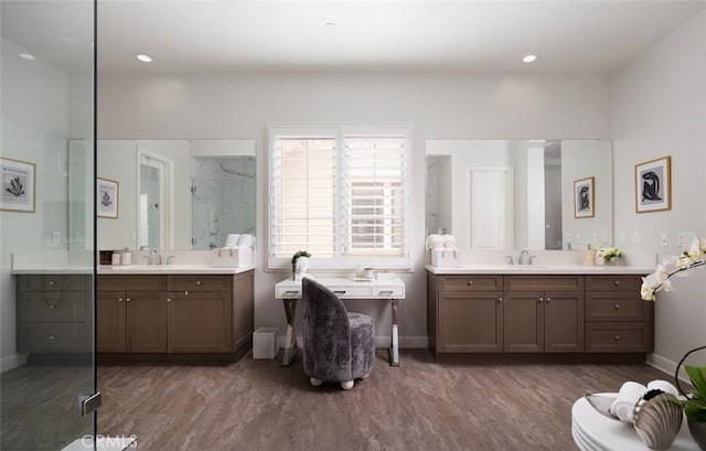 112 Mountain Sky, Irvine, CA 92602 - full bath featuring two vanities and a marble finish shower