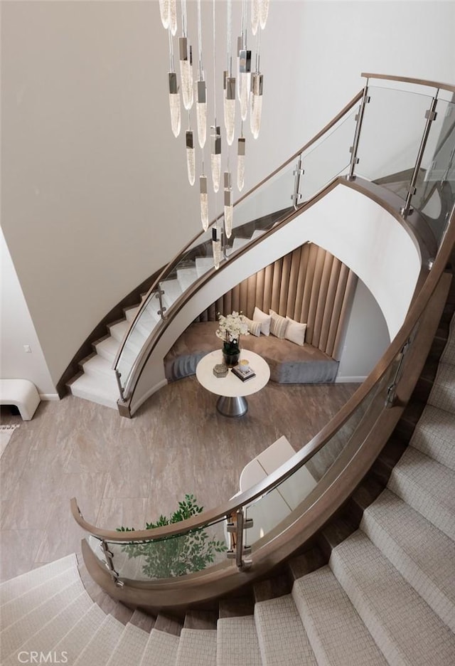 112 Mountain Sky, Irvine, CA 92602 - staircase with a towering ceiling