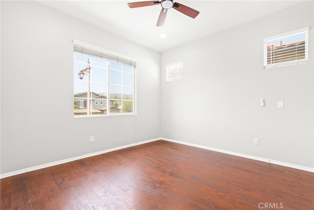 8180 E Brookdale Ln, Anaheim Hills, CA 92807 - empty room featuring baseboards, wood finished floors, and ceiling fan