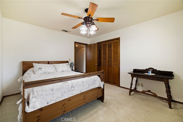 833 Saint Amant Dr, Chico, CA 95926 - bedroom featuring light colored carpet, a closet, and a ceiling fan