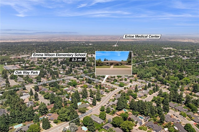 833 Saint Amant Dr, Chico, CA 95926 - aerial view of property and surrounding area featuring property parcel outlined