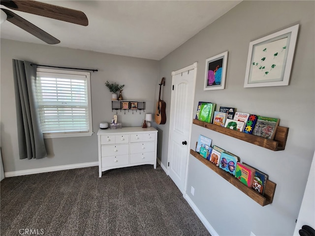 34939 Date Ave, Yucaipa, CA 92399 - bedroom featuring dark carpet and ceiling fan