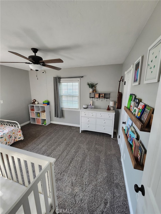 34939 Date Ave, Yucaipa, CA 92399 - bedroom featuring dark carpet and a ceiling fan