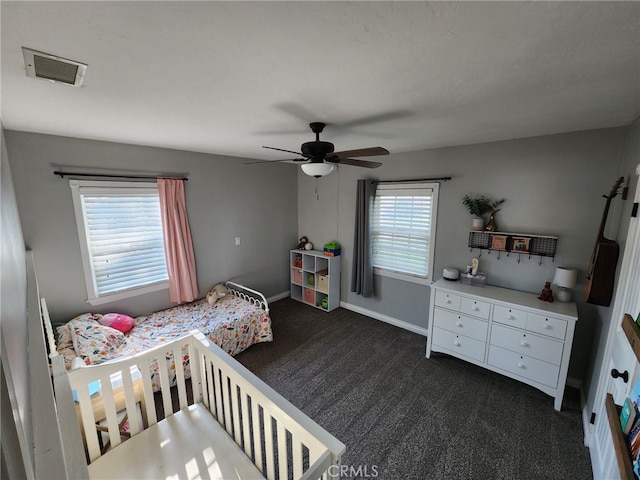 34939 Date Ave, Yucaipa, CA 92399 - bedroom featuring dark carpet and a ceiling fan
