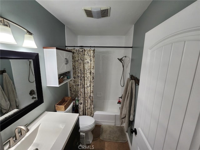 34939 Date Ave, Yucaipa, CA 92399 - bathroom featuring shower / tub combo, vanity, and tile patterned flooring