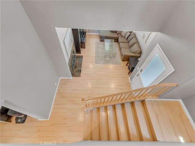 5637 Como Cir, Woodland Hills, CA 91367 - staircase with wood finished floors