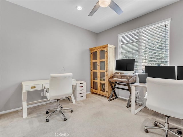 5637 Como Cir, Woodland Hills, CA 91367 - carpeted office space with a ceiling fan and recessed lighting