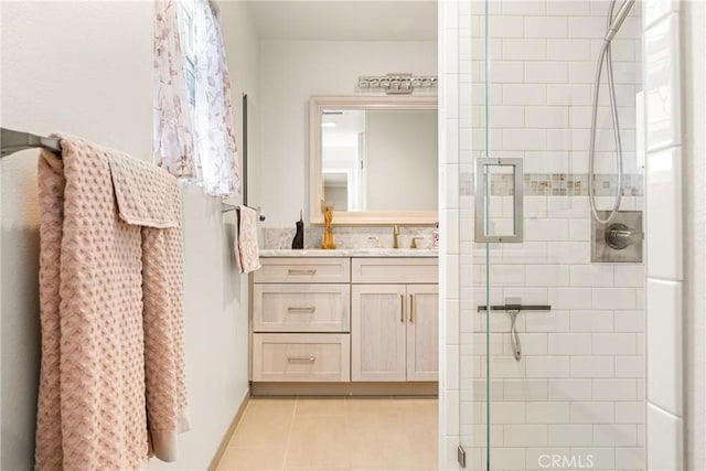 2902 E Trenton E, Orange, CA 92867 - full bath with a shower stall, tile patterned floors, and vanity