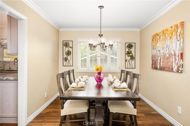 2902 E Trenton E, Orange, CA 92867 - dining space featuring wood finished floors, ornamental molding, and a chandelier