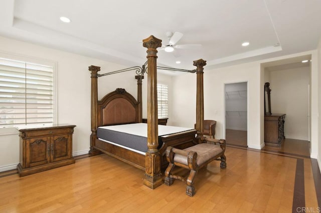 2413 Paseo, Los Gatos, Chula Vista, CA 91914 - bedroom with light wood-style floors, a raised ceiling, recessed lighting, and a spacious closet