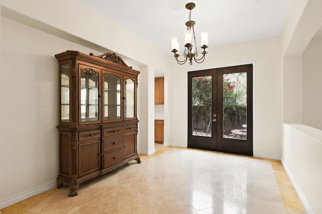 2413 Paseo, Los Gatos, Chula Vista, CA 91914 - entrance foyer with a chandelier, french doors, and light tile patterned floors