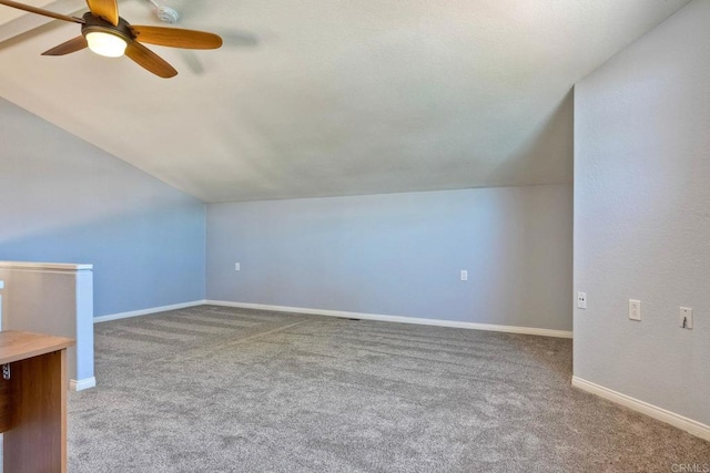 3376 Corsica Way, Oceanside, CA 92056 - additional living space featuring vaulted ceiling, carpet, a ceiling fan, and baseboards