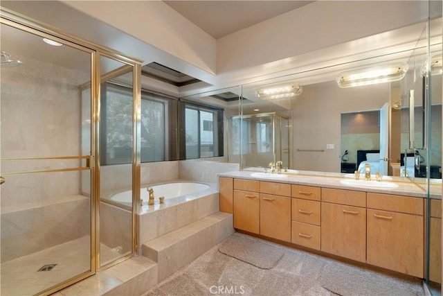 12841 Bloomfield St Unit 103, Studio City, CA 91604 - ensuite bathroom featuring a shower stall, a garden tub, and double vanity
