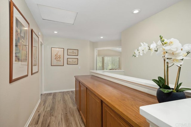 31135 Gleneagles Dr, Temecula, CA 92591 - hall featuring attic access, light wood finished floors, and recessed lighting