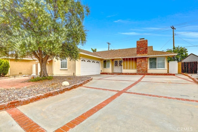 27142 Langside Ave, Canyon Country, CA 91351 - ranch-style home featuring driveway, a garage, a chimney, and stucco siding