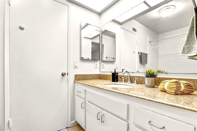 27142 Langside Ave, Canyon Country, CA 91351 - bathroom featuring vanity, a shower, and tile patterned floors