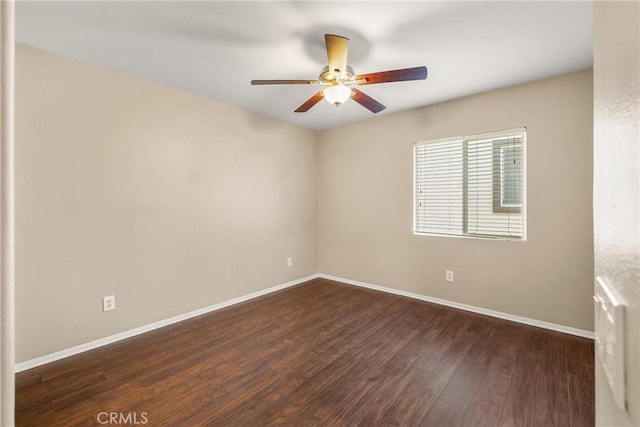 33010 Poppy St, Temecula, CA 92592 - empty room featuring dark wood finished floors, ceiling fan, and baseboards