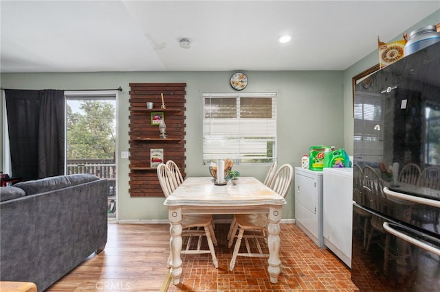 26166 Alpine Ln, Twin Peaks, CA 92391 - dining room featuring washing machine and clothes dryer, recessed lighting, and baseboards